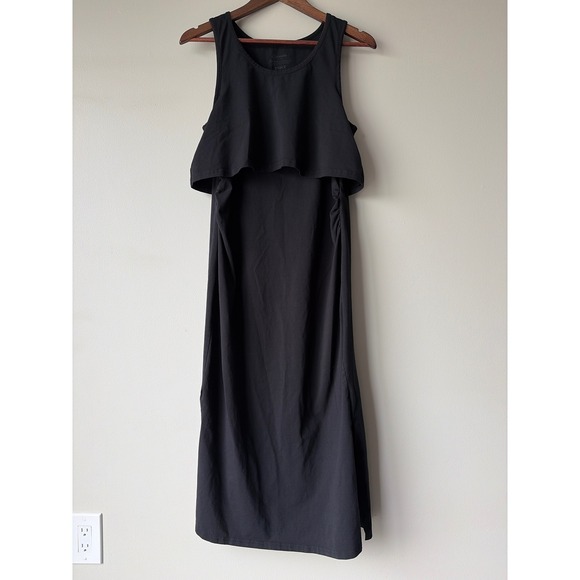 Pact Dresses & Skirts - Pact Organic Cotton Midi Dress Black Sleeveless Side Slits Women's Large